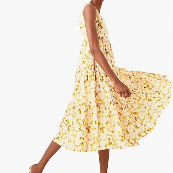 NWT kate spade Kate Daisy Vineyard Midi Cotton Dress, Yellow - Picture 1 of 16